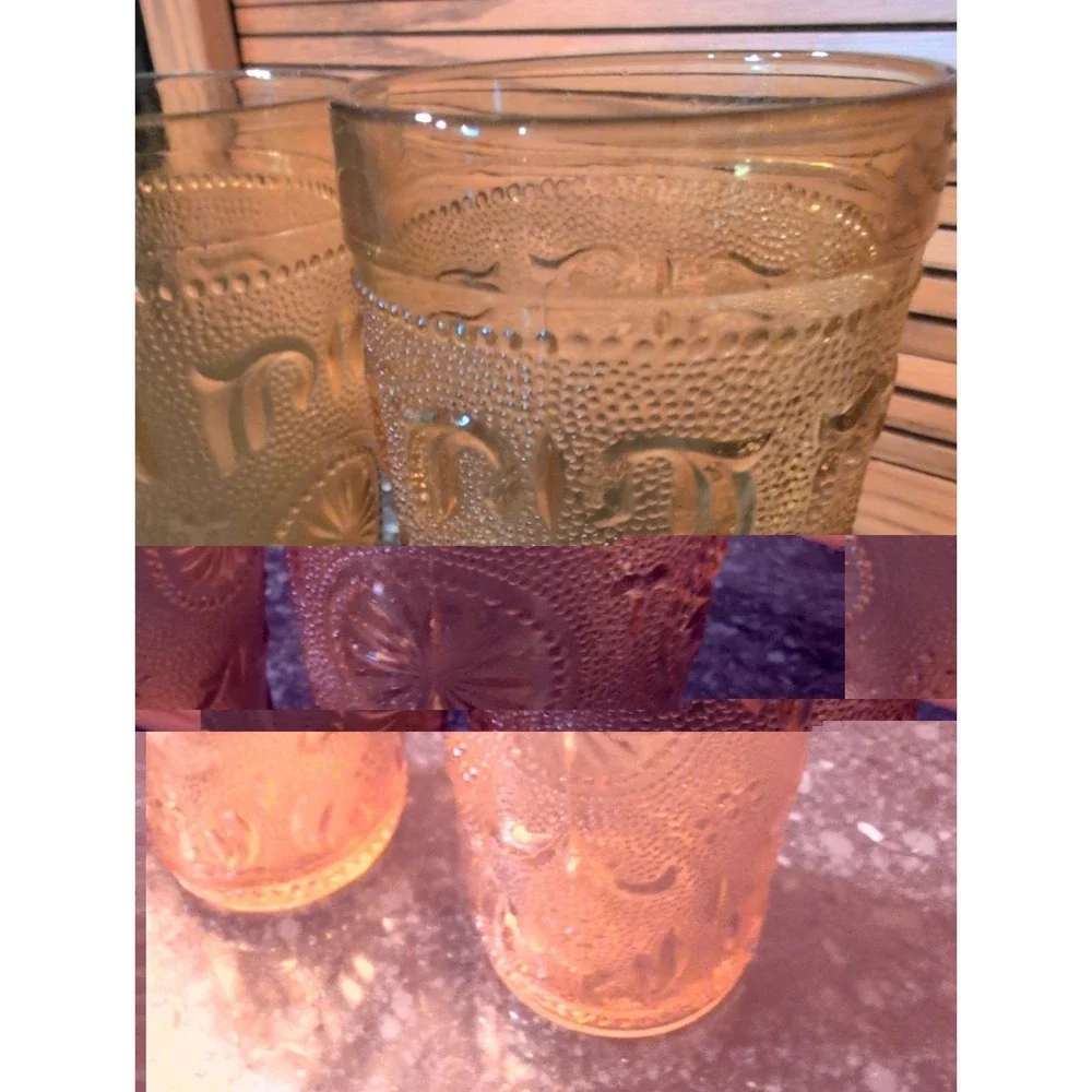 Set Of 6 Vintage American Concord Amber by Brockway Glass Co.  Tumblers